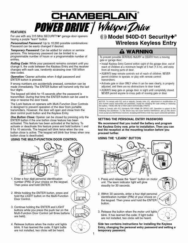 CHAMBERLAIN POWER DRIVE WHISPER DRIVE 940D-01-page_pdf